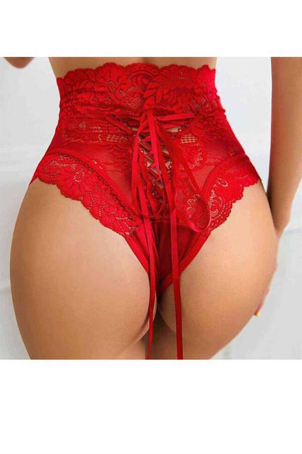 Red Lace High Waist Ribbon Fancy Panty 18004 - 1