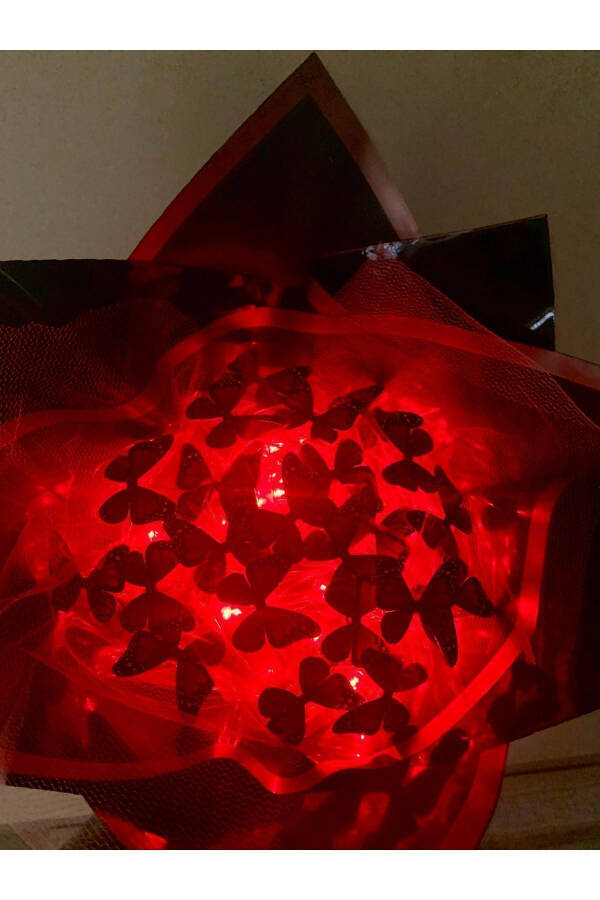 Red LED Lighted Butterfly Bouquet Gift for Valentine's Day Birthday - 5