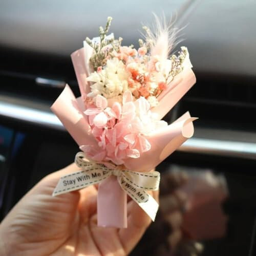 Red Mini Dried Flowers Bouquet for Car Air Vent Clips, Car Air Outlet Perfume Decoration, Car Air Fresheners Interior Accessories Car Decoration - 3