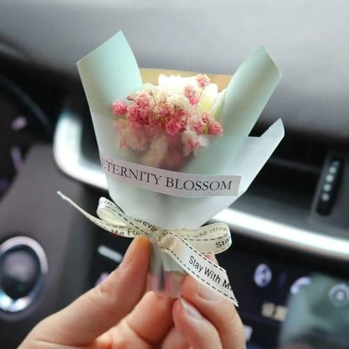 Red Mini Dried Flowers Bouquet for Car Air Vent Clips, Car Air Outlet Perfume Decoration, Car Air Fresheners Interior Accessories Car Decoration - 5