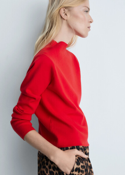 Red perkins collar sweater - 12