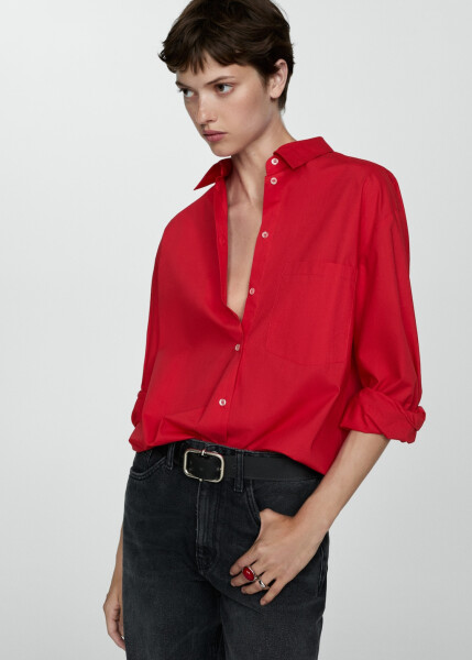 Red pocket shirt with a wide cut - 8