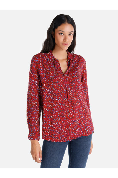 Red, printed, regular fit women's blouse - 1