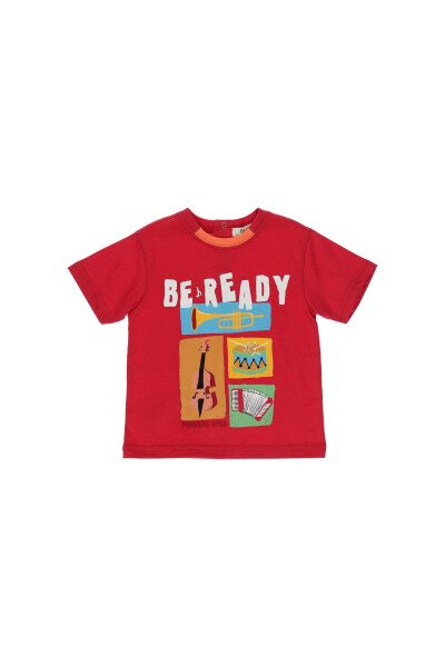 Red Short-Sleeved Printed T-Shirt for Baby Boys - 7