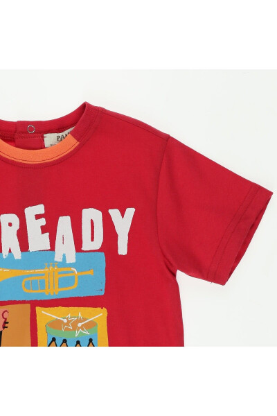 Red Short-Sleeved Printed T-Shirt for Baby Boys - 9