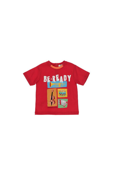 Red Short-Sleeved Printed T-Shirt for Baby Boys - 4