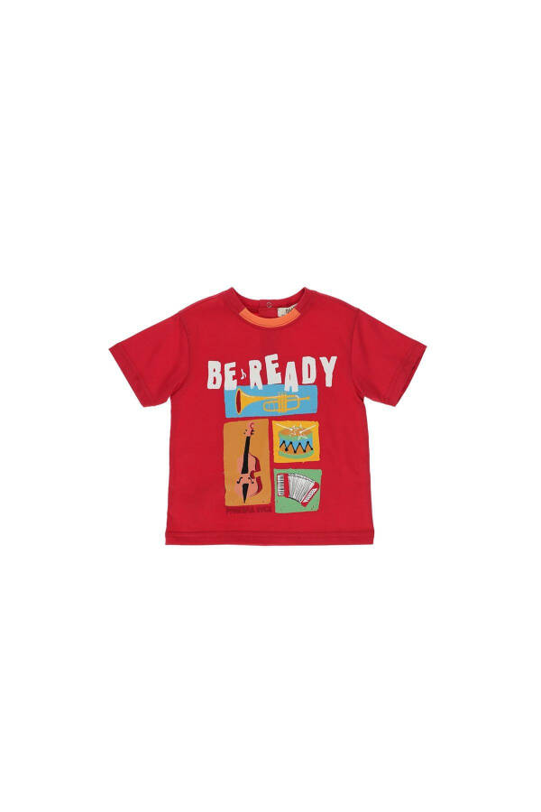 Red Short-Sleeved Printed T-Shirt for Baby Boys - 4