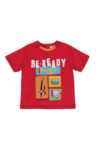 Red Short-Sleeved Printed T-Shirt for Baby Boys - 1