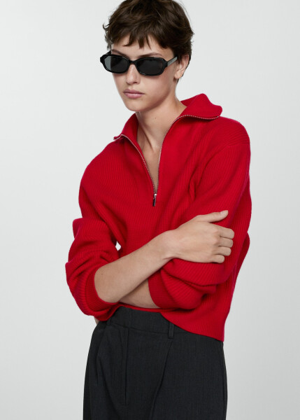 Red zippered sweater - 5