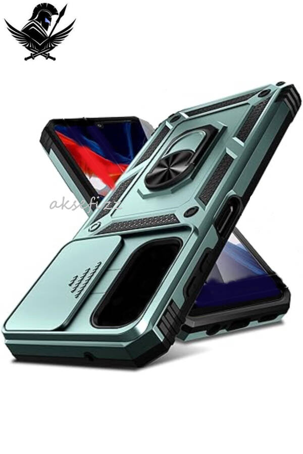 Redmi 10C COMPATIBLE Armored Sliding Stand with Ring Case - 1