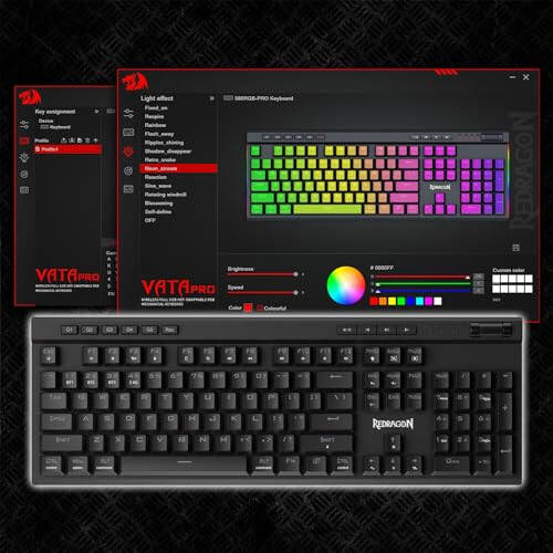 Redragon K580 PRO Kablosuz RGB Oyun Klavyesi, 3 Modlu 104 Tuşlu Mekanik Klavye, Sıcak Takım Soketli, Özel Medya Kontrolleri ve Dahili Makro Kaydı, Doğrusal Kırmızı Anahtar - 7