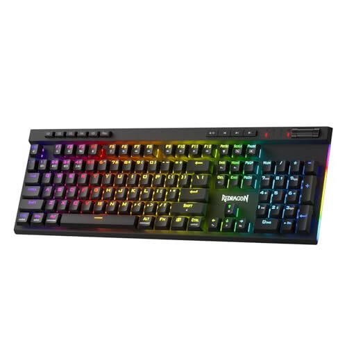 Redragon K580 PRO Wireless RGB Gaming Keyboard, 3-Modes 104 Keys Mechanical Keyboard w/Hot-Swap Socket, Dedicated Media Controls & Onboard Macro Recording, Linear Red Switch - 1