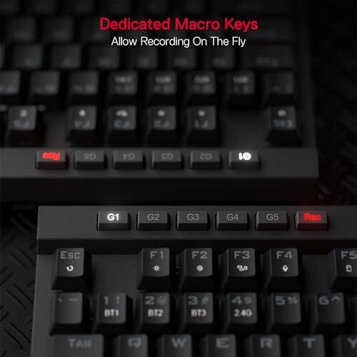 Redragon K580 PRO Wireless RGB Gaming Keyboard, 3-Modes 104 Keys Mechanical Keyboard w/Hot-Swap Socket, Dedicated Media Controls & Onboard Macro Recording, Linear Red Switch - 5