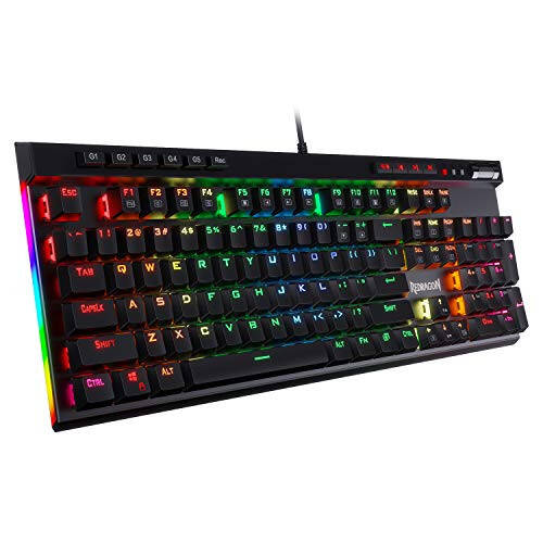 Redragon K580 VATA RGB LED Aydınlatmalı Mekanik Oyun Klavyesi, Makro Tuşları ve Özel Medya Kontrolleri, Sıcak Değiştirilebilir Yuva, Yerleşik Makro Kaydı (Mavi Anahtarlar) - 1