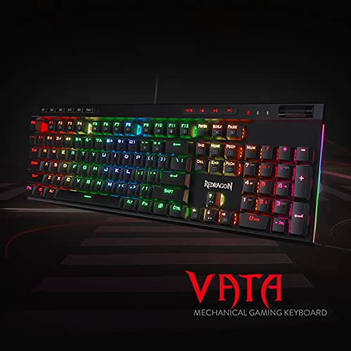 Redragon K580 VATA RGB LED Backlit Mechanical Gaming Keyboard with Macro Keys & Dedicated Media Controls, Hot-Swappable Socket, Onboard Macro Recording (Blue Switches) - 2