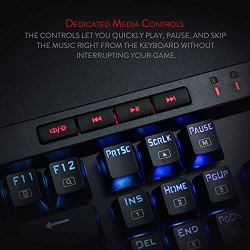 Redragon K580 VATA RGB LED Backlit Mechanical Gaming Keyboard with Macro Keys & Dedicated Media Controls, Hot-Swappable Socket, Onboard Macro Recording (Blue Switches) - 6