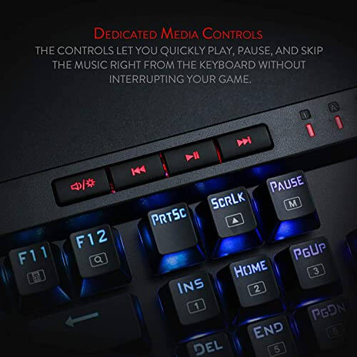 Redragon K580 VATA RGB LED Backlit Mechanical Gaming Keyboard with Macro Keys & Dedicated Media Controls, Hot-Swappable Socket, Onboard Macro Recording (Brown Switches) - 5