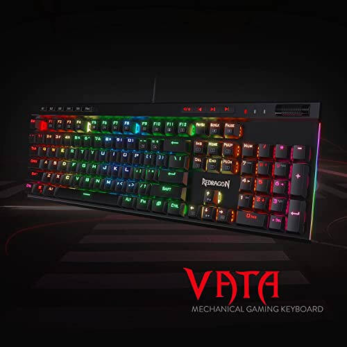 Redragon K580 VATA RGB LED Yoritilgan Mexanik O'yin Klaviaturasi, Makro Tugmalari va Maxsus Media Nazorati, Issiq almashtiriladigan Uyasi, Bortidagi Makro Yozuvi (Jigarrang Tugmalar) - 2