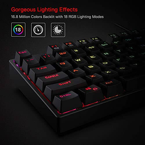 Redragon K582 SURARA RGB LED Backlit Mechanical Gaming Keyboard with 104 Keys-Linear and Quiet-Red Switches - 2