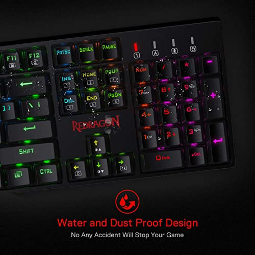 Redragon K582 SURARA RGB LED Backlit Mechanical Gaming Keyboard with 104 Keys-Linear and Quiet-Red Switches - 6