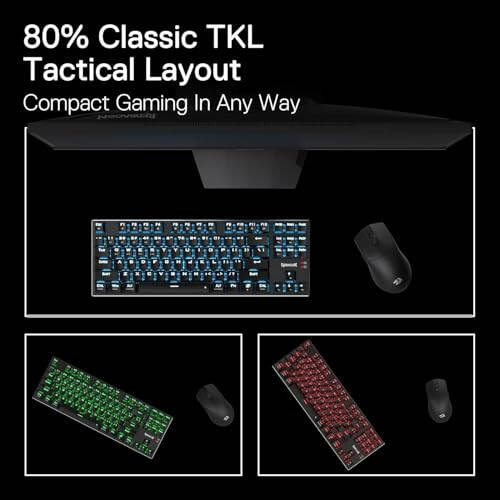 Redragon K660 (K556 TKL) RGB Kablolu Oyun Klavyesi, %80 87 Tuş Mekanik Klavye Alüminyum Tabanlı, Yükseltilmiş Sıcak Takma Soket ve Gürültü Emici Köpükler, Sessiz Doğrusal Kırmızı Anahtar - 4