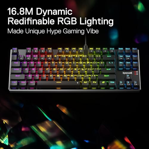 Redragon K660 (K556 TKL) RGB Kablolu Oyun Klavyesi, %80 87 Tuş Mekanik Klavye Alüminyum Tabanlı, Yükseltilmiş Sıcak Takma Soket ve Gürültü Emici Köpükler, Sessiz Doğrusal Kırmızı Anahtar - 7