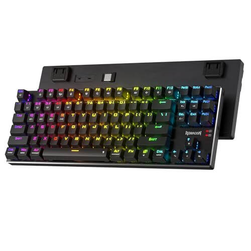 Redragon K660RGB-PRO (K556 TKL) Kablosuz Oyun Klavyesi, %80 87 Tuş BT/2.4Ghz Üç Modlu Alüminyum Mekanik Klavye, Mac İşlev Tuşları, Sıcak Değişim Yuvaları ve Gürültü Emici Form, Kırmızı Anahtar - 1