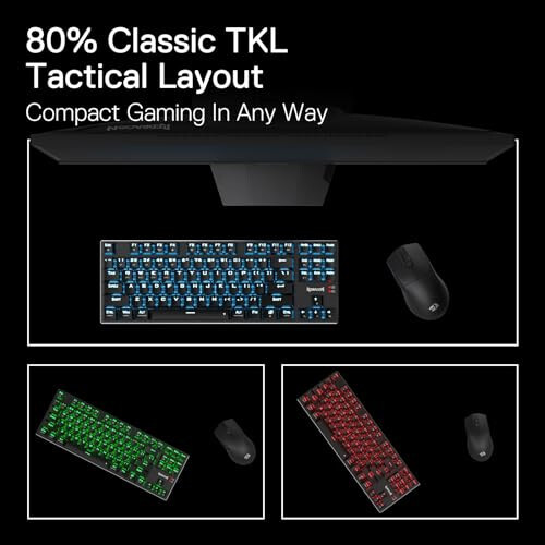 Redragon K660RGB-PRO (K556 TKL) Wireless Gaming Keyboard, 80% 87 Keys BT/2.4Ghz Tri-Mode Aluminum Mechanical Keyboard w/Mac Function Keys, Hot-Swap Sockets & Noise Absorbing Form, Red Switch - 5