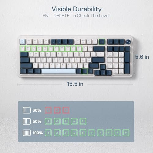 Redragon K686 PRO 98 Keys Wireless Gasket RGB Gaming Keyboard, 3-Mode Win/Mac Mechanical Keyboard w/5-Layer Noise Dampening, Dedicated Knob Control & Hot-Swap in Linear Red Switch, Blue Himmel Color - 7