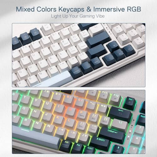 Redragon K686 PRO 98 Tuşlu Kablosuz Gasket RGB Oyun Klavyesi, 3 Modlu Win/Mac Mekanik Klavye 5 Katmanlı Gürültü Azaltma Özelliğiyle, Özel Topuz Kontrolü ve Lineer Kırmızı Anahtarda Sıcak Değişim, Mavi Himmel Rengi - 3