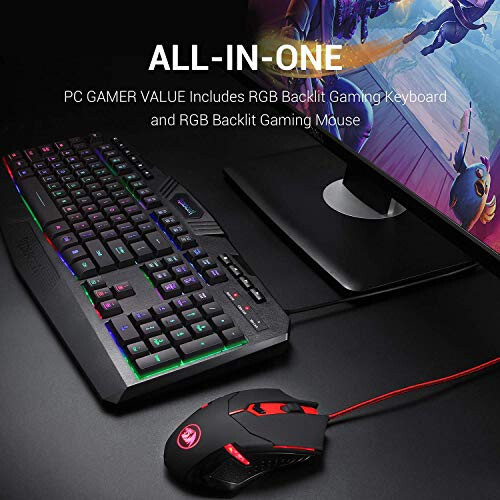 Redragon S101 Gaming Keyboard, M601 Mouse, RGB Backlit Gaming Keyboard, Programmable Backlit Gaming Mouse, Value Combo Set [New Version] - 2