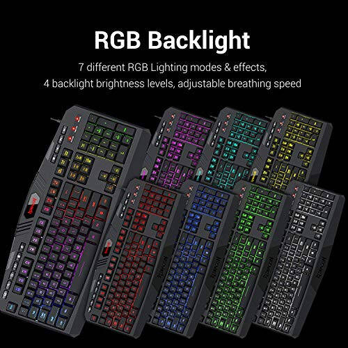 Redragon S101 Gaming Keyboard, M601 Mouse, RGB Backlit Gaming Keyboard, Programmable Backlit Gaming Mouse, Value Combo Set [New Version] - 4