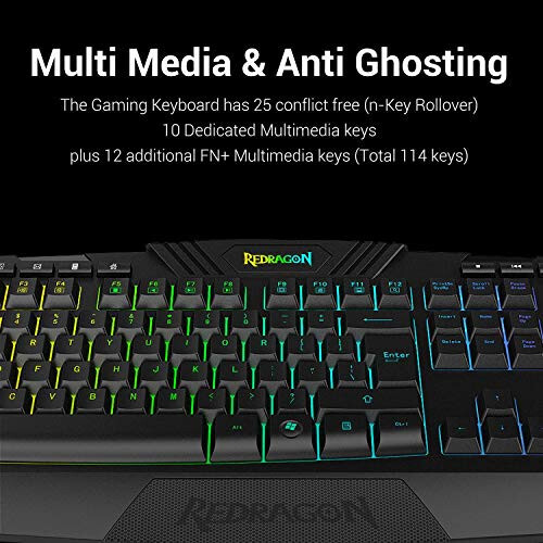 Redragon S101 Gaming Keyboard, M601 Mouse, RGB Backlit Gaming Keyboard, Programmable Backlit Gaming Mouse, Value Combo Set [New Version] - 5