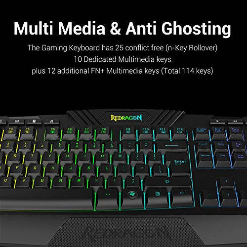 Redragon S101 Gaming Keyboard, M601 Mouse, RGB Backlit Gaming Keyboard, Programmable Backlit Gaming Mouse, Value Combo Set [New Version] - 5