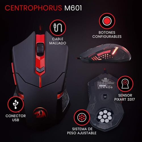 Redragon S101 Gaming Keyboard, M601 Mouse, RGB Backlit Gaming Keyboard, Programmable Backlit Gaming Mouse, Value Combo Set [New Version] - 6