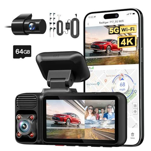 REDTIGER 4K 3 Kanallı Dash Cam Çok Boyutlu Sabit Kablo Seti ile - 1