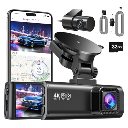 REDTIGER F7NP 4K Dash Cam Wi-Fi GPS Ön ve OBD Sabit Bağlantı Kitiyle - 1