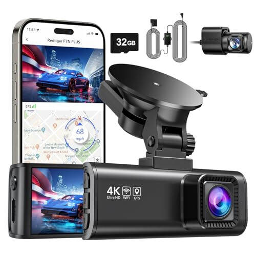 REDTIGER F7NP 4K Dash Cam Wi-Fi GPS Ön ve OBD Sabit Bağlantı Kitiyle - 6