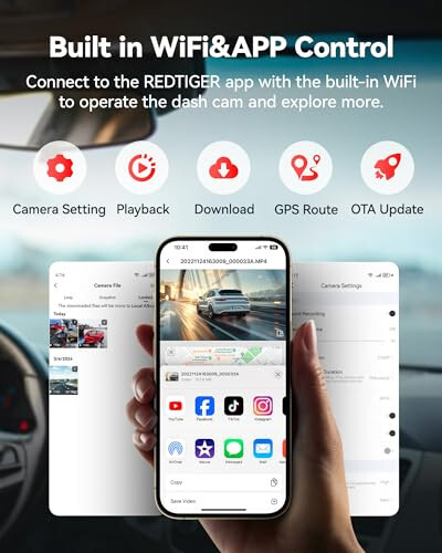 REDTIGER F9 Ön ve Arka 1080P 4K Dash Cam, 32GB Kartlı WiFi GPS Araç Kamerası, Çift Dash Kamera, Döngü Kaydı, Gece Görüşü, Park Modu, Akıllı Uygulama Kontrolü, Maksimum 256GB Destek - 14