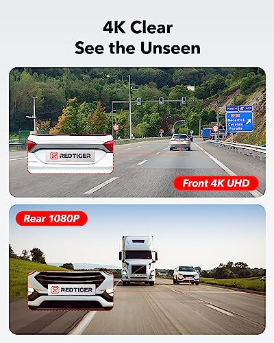 REDTIGER Ön Arka Dash Cam, 4K/2.5K Full HD Araba Dash Kamerası, Ücretsiz 32GB Kart, Dahili Wi-Fi GPS, 3.16” IPS Ekran, Gece Görüşü, 170° Geniş Açı, WDR, 24 Saat Park Modu - 8