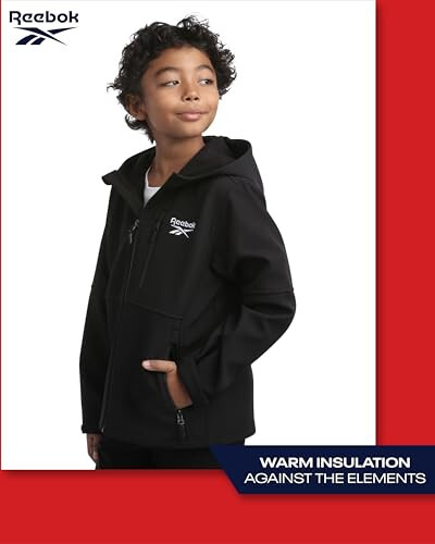 Reebok Boys' Jacket - Lightweight Polar Fleece Lined Softshell Jacket with Hood - Weather Resistant Jacket for Boys (8-20) - 5