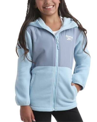 Reebok Girls' Fleece Jacket - Polar Fleece Hoodie Sweatshirt Jacket - Lightweight Coat for Girls (4-16) - 1