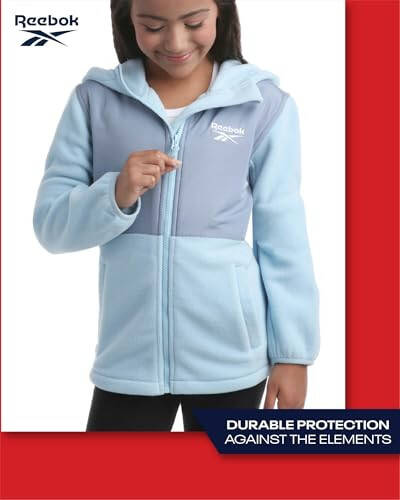 Reebok Girls' Fleece Jacket - Polar Fleece Hoodie Sweatshirt Jacket - Lightweight Coat for Girls (4-16) - 5