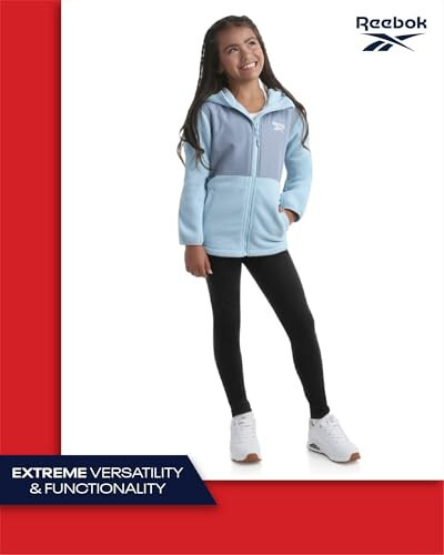 Reebok Girls' Fleece Jacket - Polar Fleece Hoodie Sweatshirt Jacket - Lightweight Coat for Girls (4-16) - 6