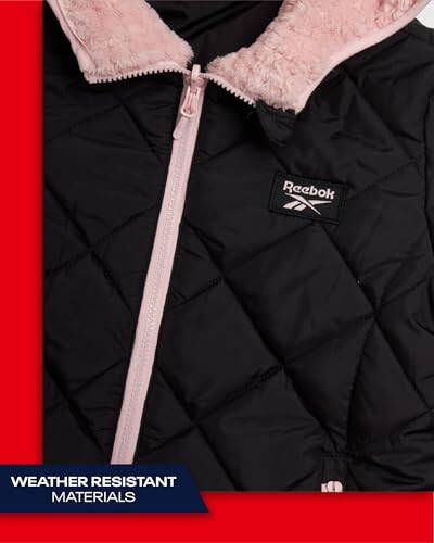 Reebok Girls' Reversible Puffer Jacket - Quilted Winter Coat with Snow Fleece Lining - Warm Hooded Jacket for Girls (7-16) - 5