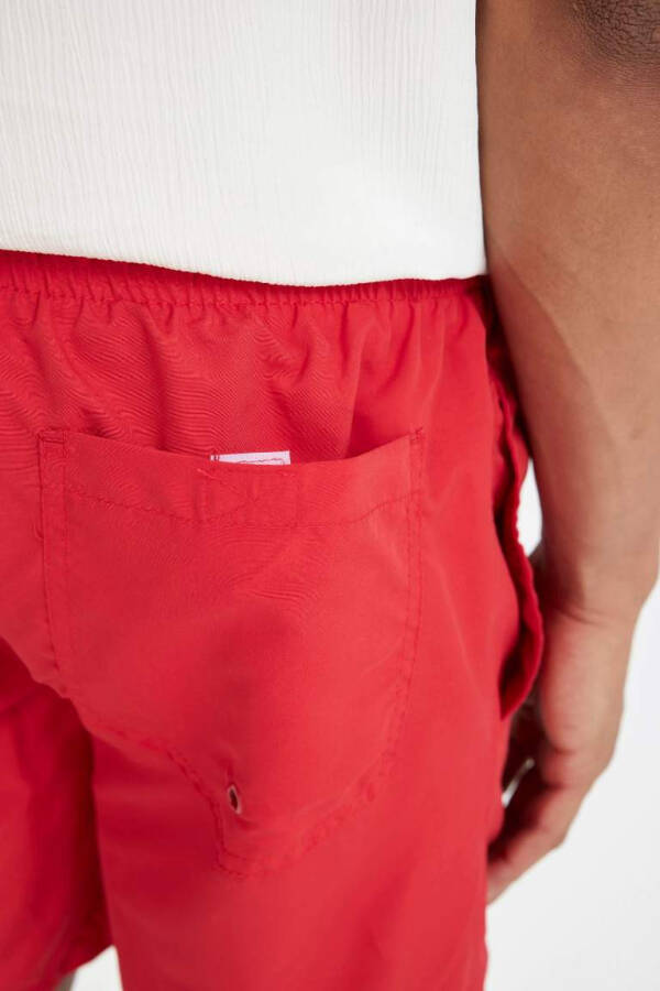 Regular Fit Above Knee Swim Shorts Red - 7