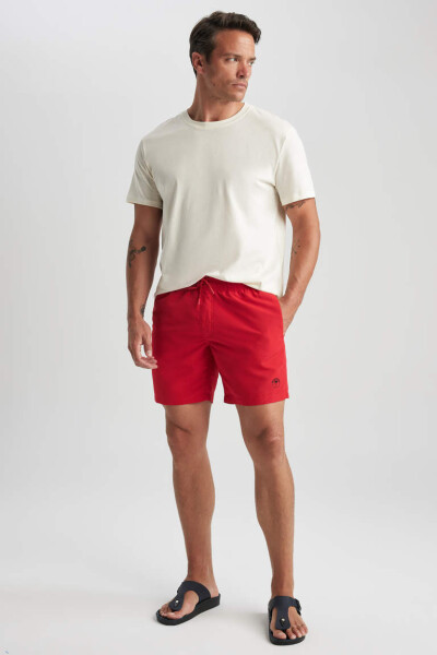 Regular Fit Above Knee Swim Shorts Red - 10