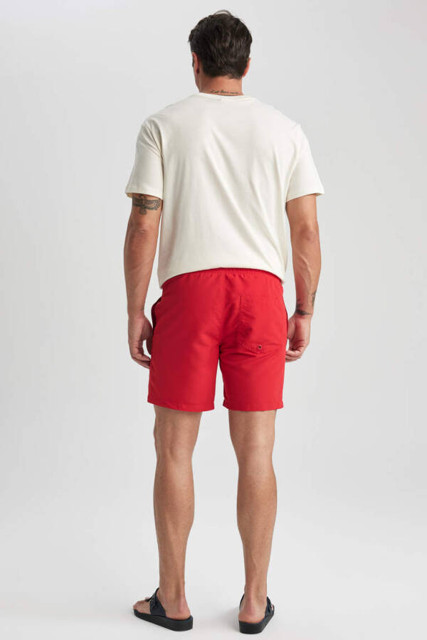 Regular Fit Above Knee Swim Shorts Red - 15