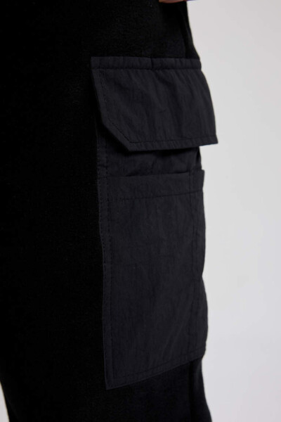 Regular Fit Cargo Pocket Fleece Sweatpants Black - 11