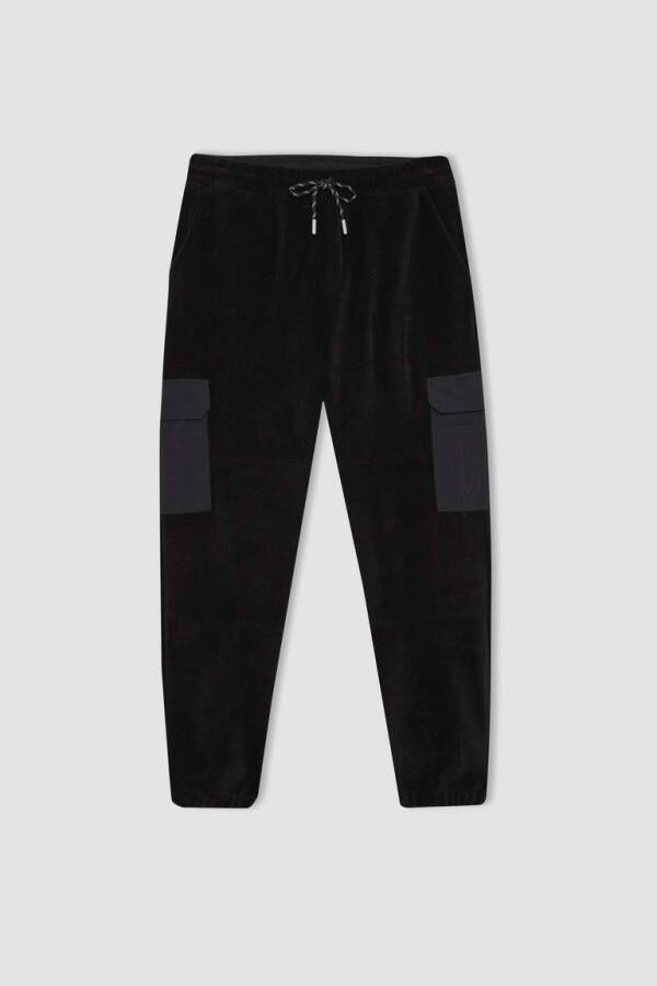 Regular Fit Cargo Pocket Fleece Sweatpants Black - 13